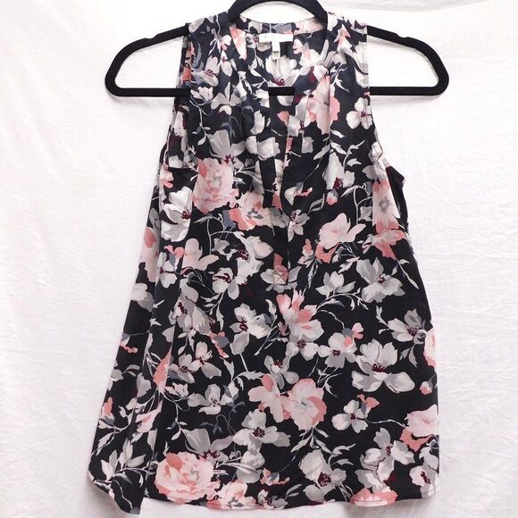 Joie Tops - Joie XS  Black & Pink Floral Print Silk Blouse EUC